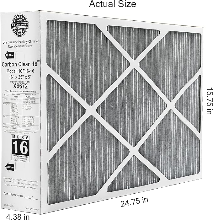 Lennox Healthy Climate Lennox X6672 16x25x5 Healthy Climate Carbon-Clean MERV - Image 2