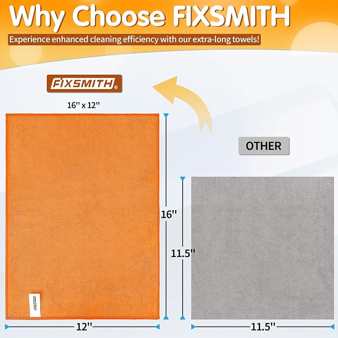 FIXSMITH Microfiber Cleaning Cloth -Pack of 8, Highly Absorbent Cleaning Rags - Image 2