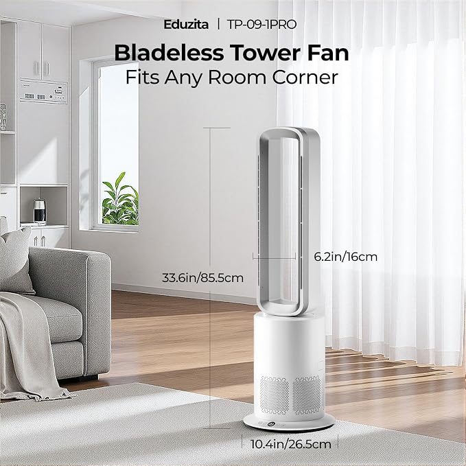 Xcity TP09Pro Bladeless Tower Fan, 3-in-1 Air Purifier, Space Heater & Cooling - Image 2