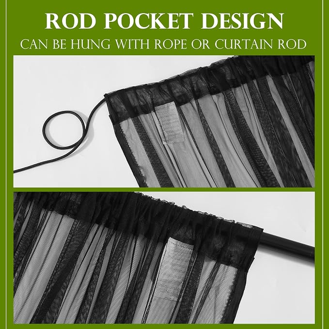 RYB HOME 2 Panels Porch Screen Mesh Outdoor Curtains Lightweight Mosquito - Image 8
