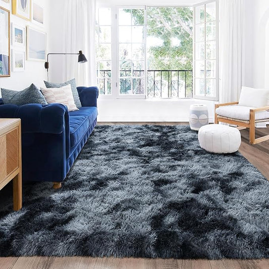Rugs for Living Room 6x9, Soft Shaggy Modern Shag Area Rug for Bedroom, Upgrade Non-Slip Plush Fluffy Carpet for Kids Boys Girls Room Home Decor Aesthetic, Blue Grey