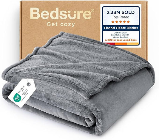 Bedsure GentleSoft Fleece Throw Blanket for Couch Grey - Lightweight Plush Fuzzy Cozy Soft Spring Blankets and Throws for Sofa, 50x60 inches