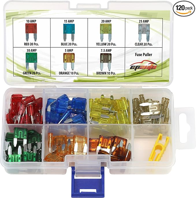 EPAuto 120-Piece Mini Blade Fuse Set – Assorted Automotive Fuses by EPAuto