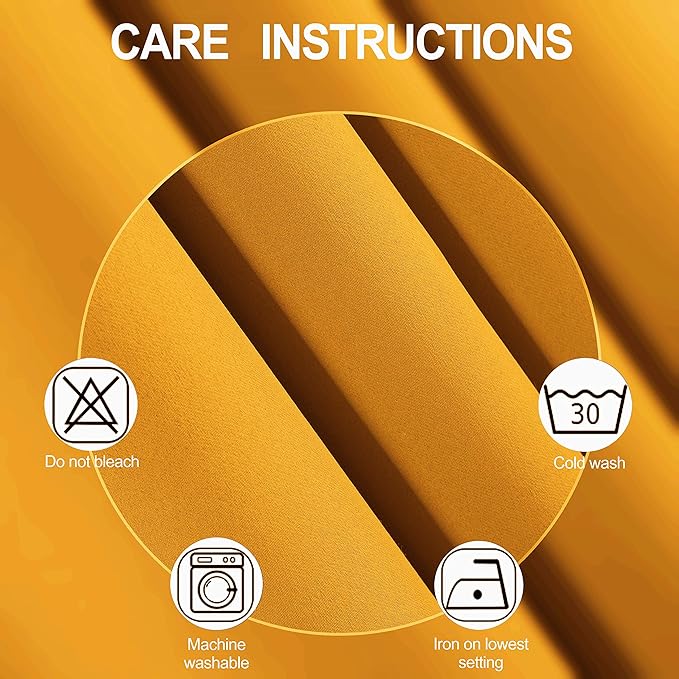 LEMOMO Yellow Thermal Blackout Curtains/52 x 72 Inch/Set of 2 Panels Room Darkening Curtains