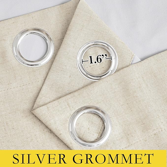 NICETOWN 100% Absolutely Blackout Linen Curtains with Thermal Insulated White Liner, 52" W, 2 PCs, Beige, 108" Long Drapes Sweep The Floor Decorative Keep Privacy Panels for Living Room/Villa/Bedroom