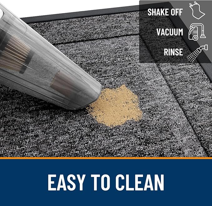 OLANLY Front Door Mat Indoor Outdoor Entrance, Waterproof All-Season, All-Weather Doormat, Sturdy Natural Rubber, Low Profile, Easy Clean Patio Porch Entryway Mat, 59x23, Black and White