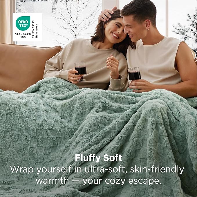 Bedsure GentleSoft King Size Blanket for Bed - Super Soft Cozy Blankets for Kids Girls, Large Fuzzy Fleece Spring Throw for Bedroom Decor, Sage Green,108x90 Inches
