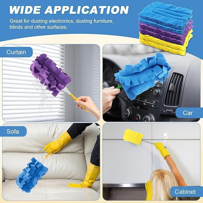 5 PCS Microfiber Duster Refill Reusable, Washable Cleaning Pads, 360 Cleaning - Image 2
