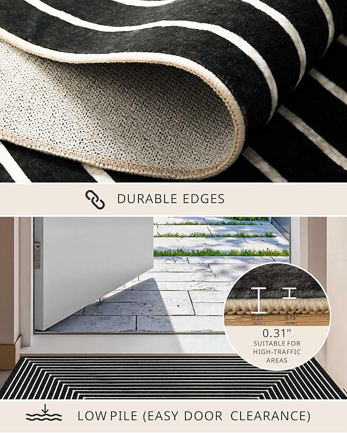 Latte&Fog 3x5 Entryway Rug Indoor, Modern Abstract Washable Area Rug, Boho Non Slip Low Pile Throw Carpet for Indoor Bedroom Bedside, Kitchen, Entry and Living Room