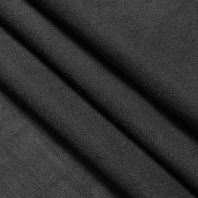 Nanspring Black Cafe Curtains 54 Inch Length Set 2 Panel Back Tab Pocket Semi Sheer Short Linen Black Curtain Tiers for Small Bathroom Window Basement Farmhouse Decor 38x54
