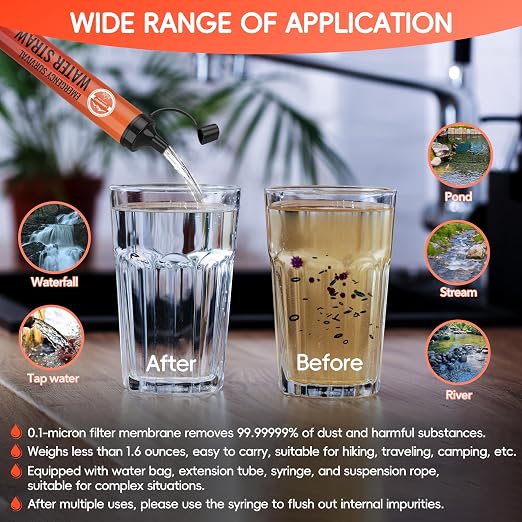 Water Filter Straw, Emergency Water Filtration System, Personal Water Purifier - Image 3