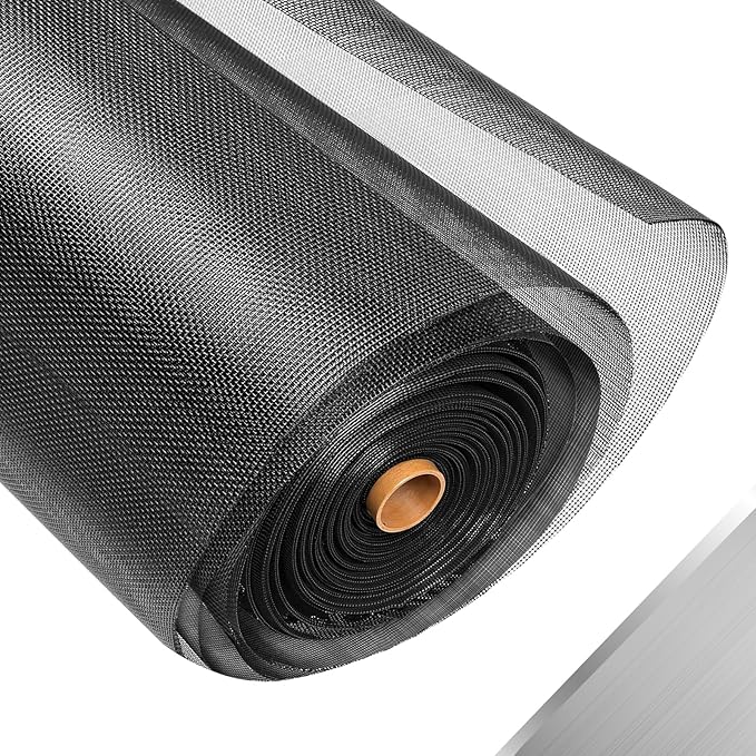 304 Stainless Steel Mesh Window Screen Roll, 47IN x 16FT Black Metal Window by FCSOTSPS