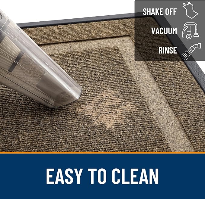 OLANLY Front Door Mat Indoor Outdoor Entrance, Waterproof All-Season, All-Weather Doormat, Sturdy Natural Rubber, Fade Resistant, Low Profile, Easy Clean Patio Porch Entryway Mat, 71x47, Brown