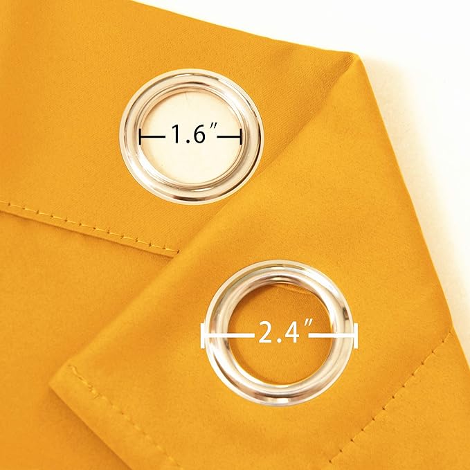 LEMOMO Yellow Blackout Curtains 34 x 54 Inch Length/Set of 2 Curtain Panels/Thermal Insulated Room Darkening Blackout Curtains for Bedroom