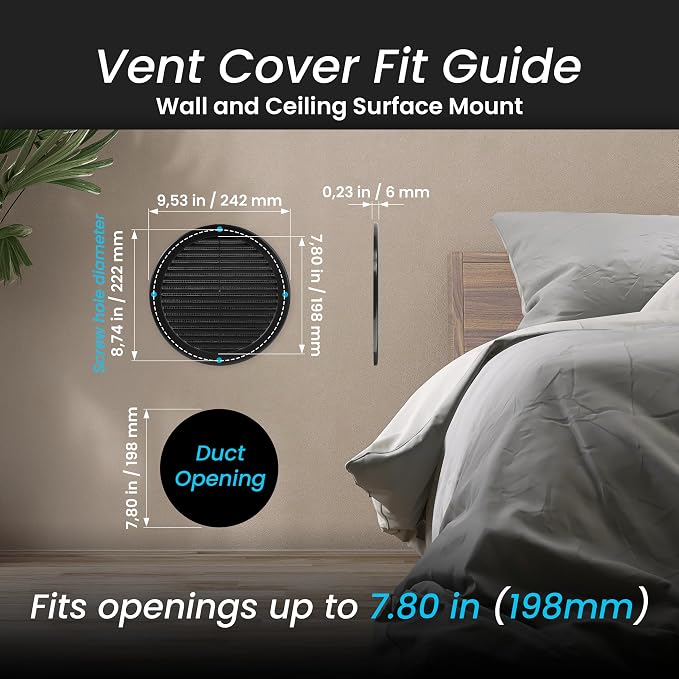 Repa Market 8 Inch Black Round Air Vent Cover - Image 2