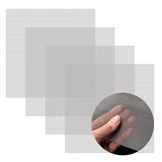 AMZDEPOT 4 Pack 12x12 Inch Wire Mesh, 20 Mesh Stainless Steel Mesh, Never Rust by AMZDEPOT