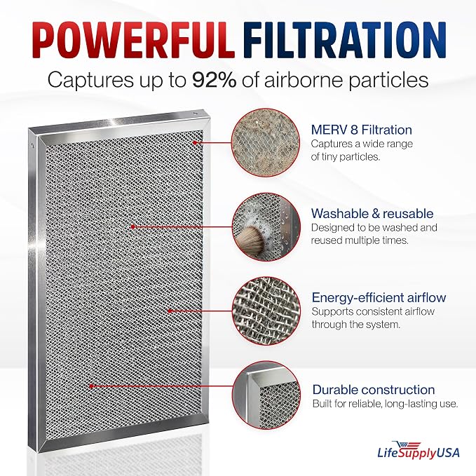 16x24x1 Electrostatic Air Filter, MERV 8, Reusable Furnace AC/HVAC Filter - Image 2