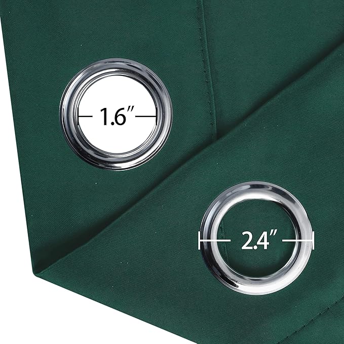 LEMOMO Blackout Curtains 66 x 84 inch/Dark Green Curtains Set of 2 Panels/Thermal Insulated Room Darkening Bedroom Curtains