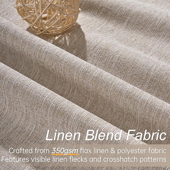 Topfinel 72 Inch Long Black Out Linen Boho Curtains for Living/Bedroom 2 Panels Set Room Darkening Curtains 72 Inches Length Drapes for Window Energy Saving Noise Reducing Nursery (52" W x 72" L)