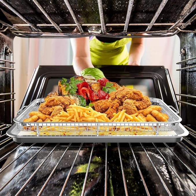 Air Fryer Basket for Oven, OPENICE 18.6" x 12.8" Air Fryer Basket and Tray Set - Image 4