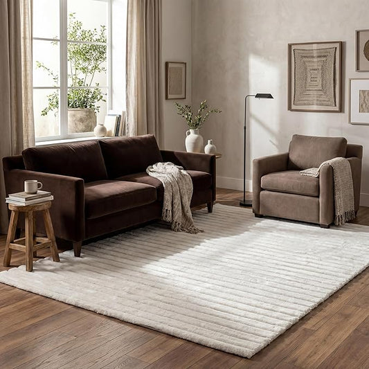 Nuloom SuperiorWash Collection Kai Off-White, 3'9" x 6', Fluffy and Cozy, High Traffic, Stain Resistant, Easy Clean, Durable Washable Area Rug for Bedroom, Living Room, Dining, Den, Foyer, Entryway
