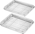TeamFar Air Fryer Basket for Oven, 2 Set Stainless Steel Air Fryer Basket and by TeamFar