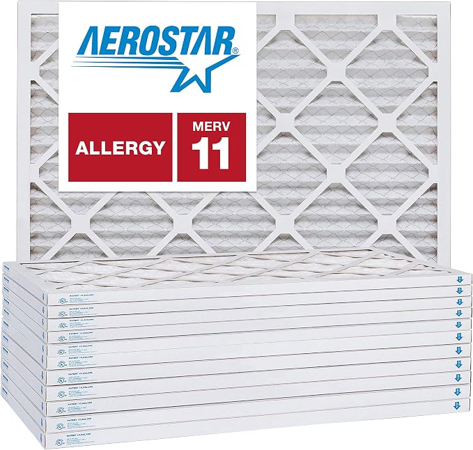 Aerostar 20x22.25x1 MERV 11 Air Filter, Pleated AC Furnace HVAC Filters by AirFiltersDelivered