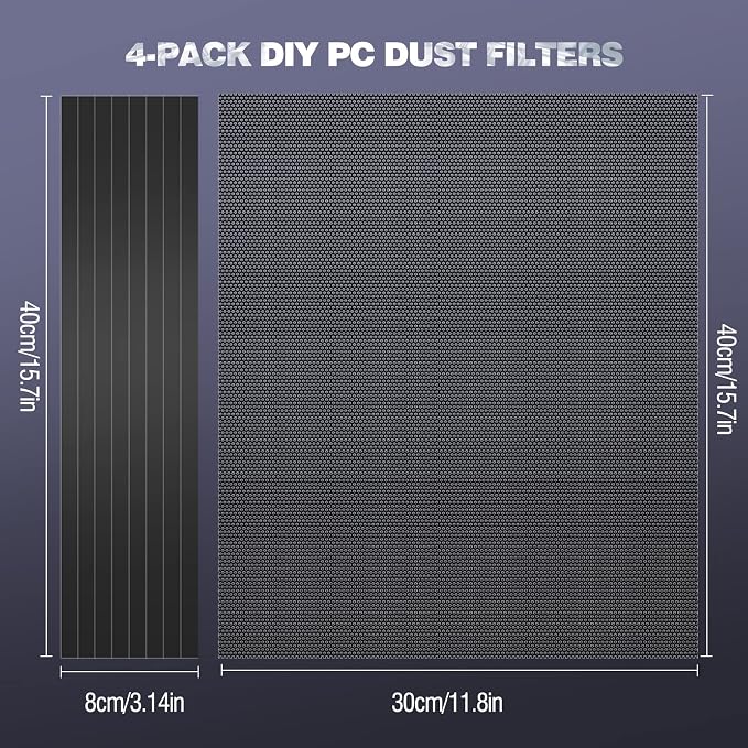 MoKo 400x300mm DIY PC Case Dust Mesh Filter, PVC Dustproof Magnetic Dust Filter - Image 4