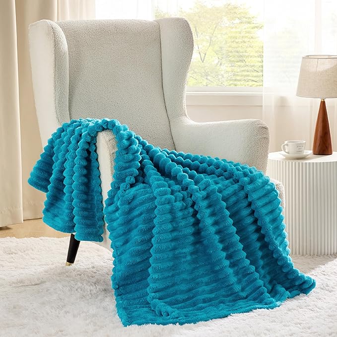 Bedsure GentleSoft Teal Fleece Blanket for Couch - Cozy Soft Blankets for Women, Cute Small Throws for Girls, 50x70 Inches