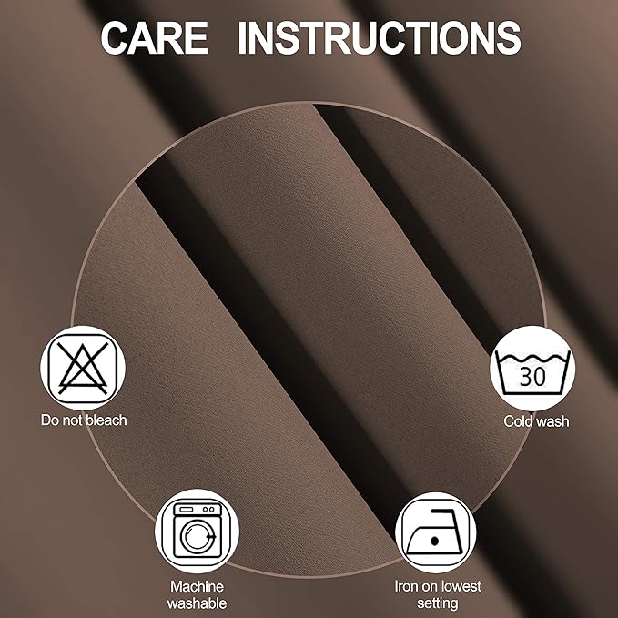 LEMOMO Chocolate Brown Blackout Curtains 66 x 63 Inch Length/Set of 2 Curtain Panels/Thermal Insulated Room Darkening Blackout Curtains for Bedroom