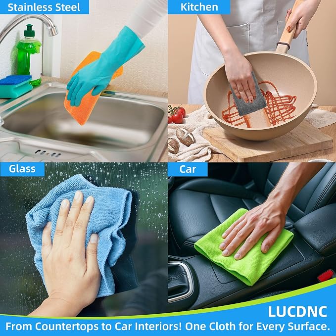 lucdnc Microfiber Cleaning Cloths 16 Pack 8 Color Cleaning Rags - Image 4