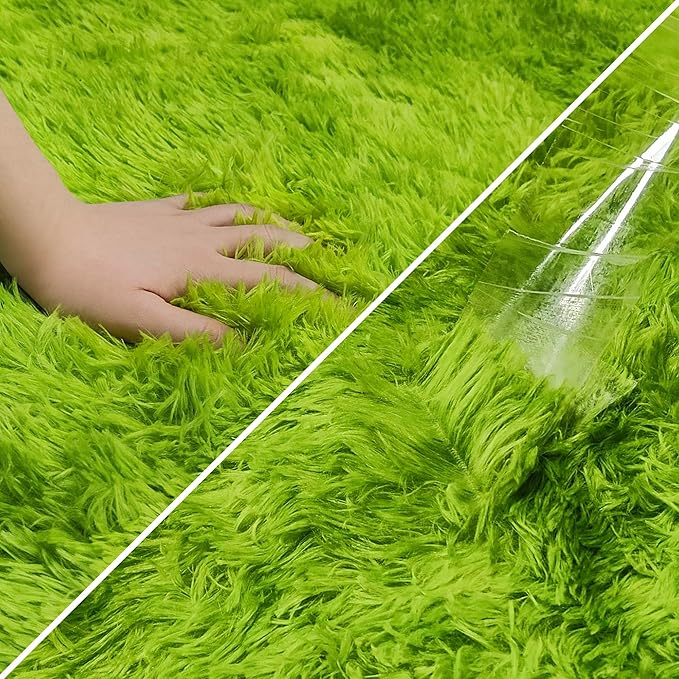Tie-Dyed Runner Rug for Bedroom Green 3x10ft Fluffy Area Rug Bedside Runner Rug for Kids Room Boys Teens Nursery Baby Living Room Dorm Home Decor Carpets