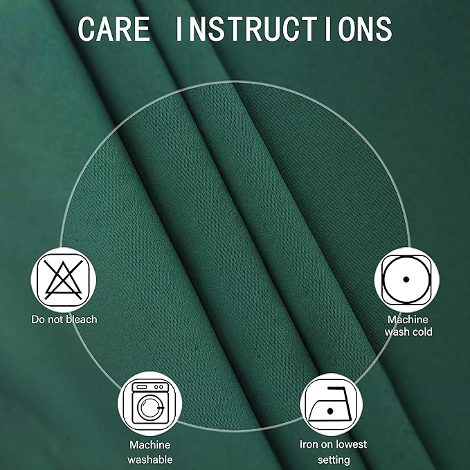 LEMOMO Dark Green Blackout Curtains/52 x 84 Inch Long/Set of 2 Curtain Panels/Thermal Insulated Room Darkening Curtains for Bedroom