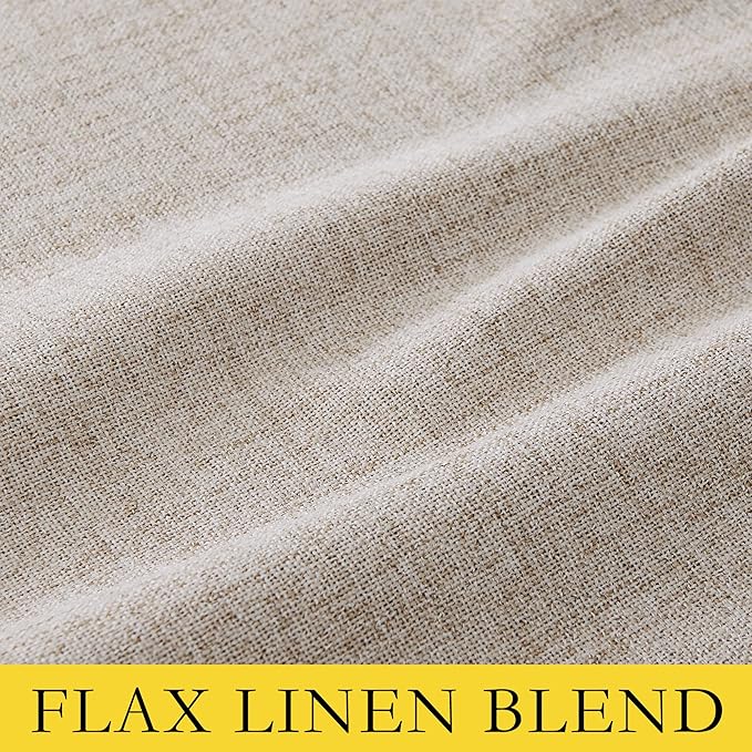NICETOWN Oatmeal Linen 100% Blackout Curtains 120 inches Length 2 Panels Set with Thermal Insulated Liners, 52" Width, Farmhouse Style Extra Long Window Draperies for Patio Sliding Glass Door