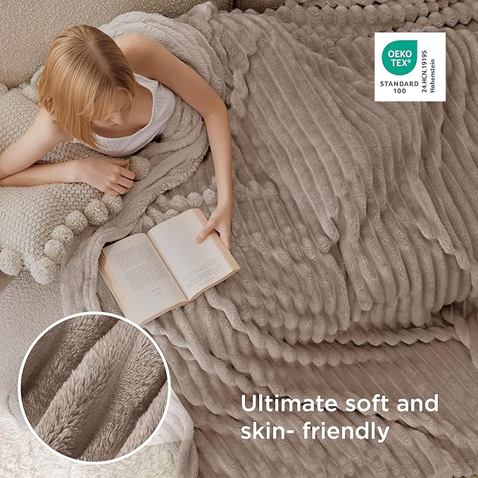 Bedsure GentleSoft Light Brown Fleece Blanket for Couch - Cozy Soft Blankets for Women, Cute Small Throws for Girls, 108x90 Inches