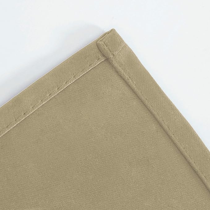 LEMOMO Beige Blackout Curtains 66 x 63 Inch Length/Set of 2 Curtain Panels/Thermal Insulated Room Darkening Blackout Curtains for Bedroom