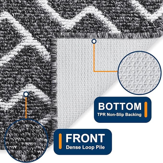 OLANLY Front Door Mat, Non-Slip Rubber Backing, Dirt Resistant and Absorbent, Washable, Easy to Clean Low-Profile Indoor Doormat for Back Door, Entryway, Inside Entrance, 32x20, Black