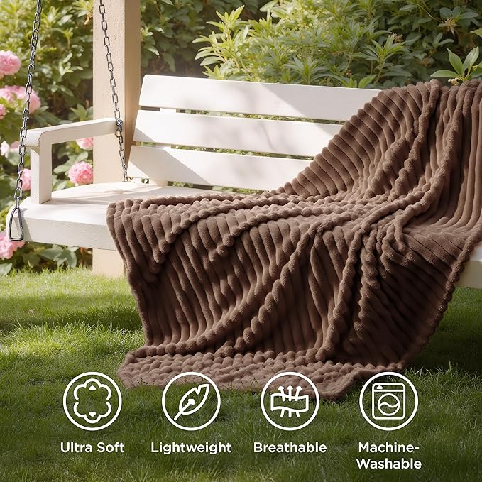 Bedsure GentleSoft Brown Fleece Blanket for Couch - Cozy Soft Blankets for Women, Cute Small Throws for Girls, 50x70 Inches