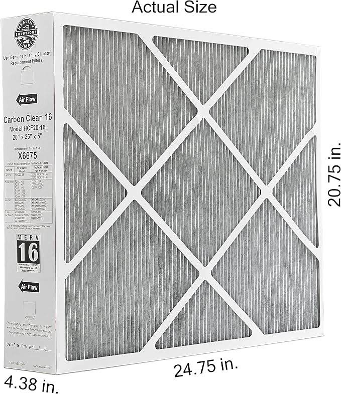 Lennox Healthy Climate X6675 20x25x5 Healthy Climate Carbon-Clean MERV 16 - Image 2