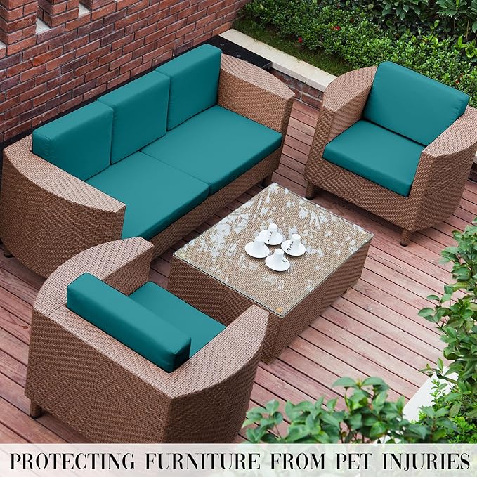 Outdoor Cushion Covers Set,14PCS Patio Furniture Couch Seat Slipcovers, Replacement for Sofa Sectional Chair(Cover，Only)