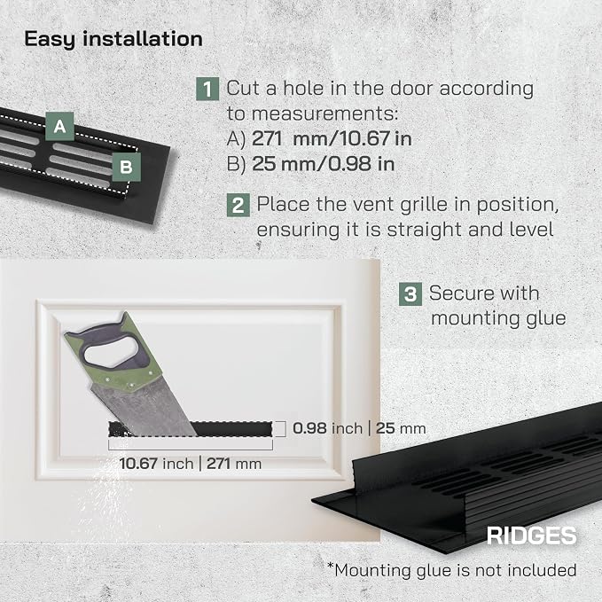 Vent Systems 11.81 x 1.57 Rectangular Door Vent - Image 4