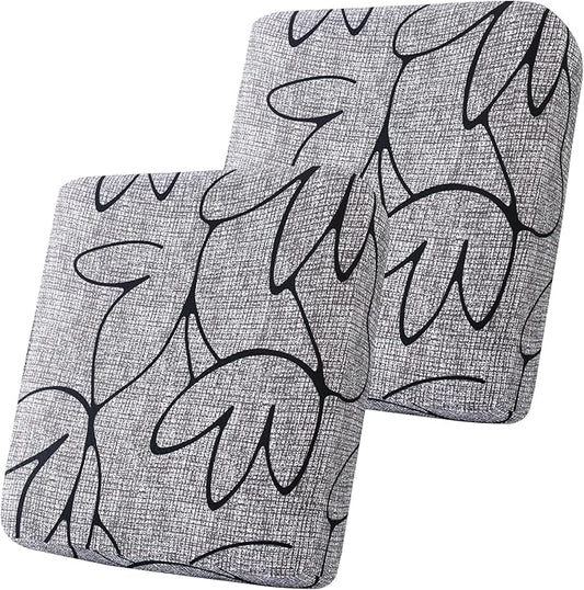 Smiry Printed Couch Cushion Covers, Stretch Soft Couch Covers for Sofa, Washable Non-Slip Sofa Slipcover Furniture Protector for Indoor and Outdoor (2 Pack, Grey and Black)