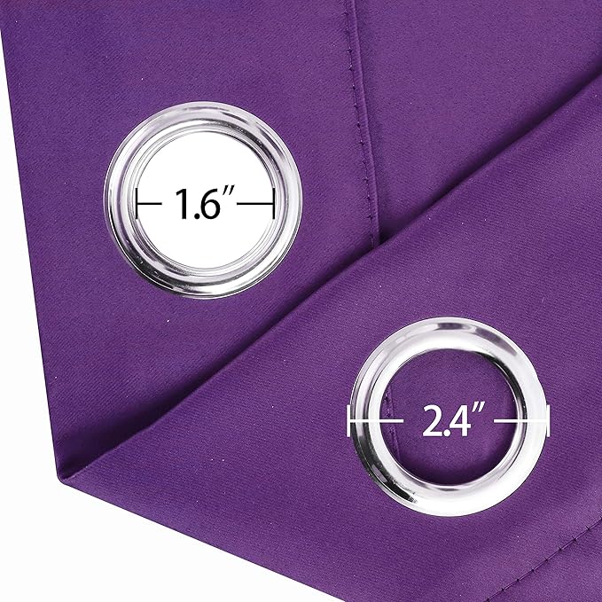 LEMOMO Purple Blackout Curtains 34 x 63 Inch Length/Set of 2 Curtain Panels/Thermal Insulated Room Darkening Blackout Curtains for Bedroom