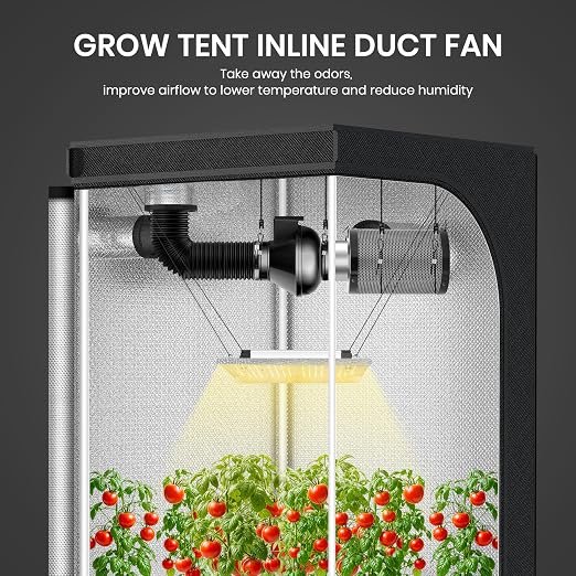 InfiniPower 4 Inch Inline Fan, 8 Feet Silver Ducting Rope Hanger - Image 2