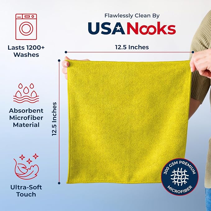 USANOOKS Microfiber Cleaning Cloth Yellow - Image 2