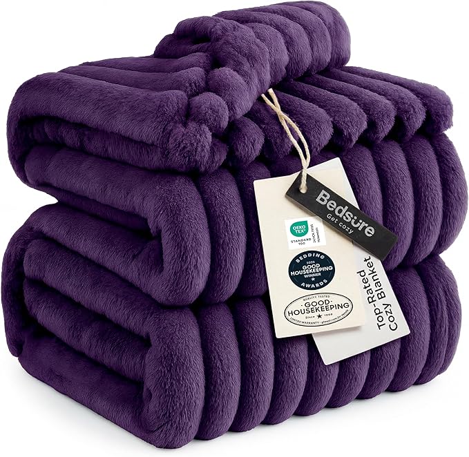Bedsure GentleSoft Purple California King Size Blanket for Couch - Cozy Soft Blankets for Women, Cute Small Fleece Throws for Girls, Birthday Gifts for Women, 102x96 Inches