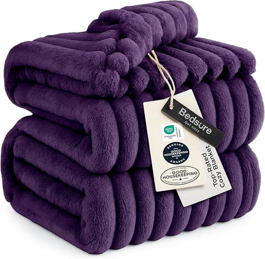 Bedsure GentleSoft Purple California King Size Blanket for Couch - Cozy Soft Blankets for Women, Cute Small Fleece Throws for Girls, Birthday Gifts for Women, 102x96 Inches
