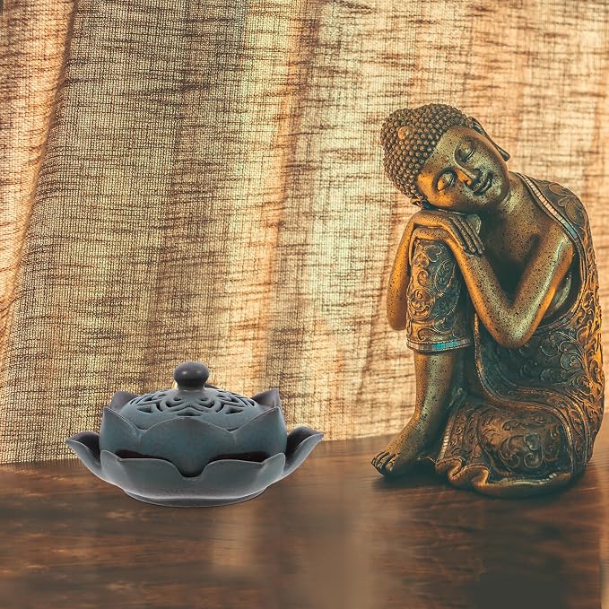 Artibetter Lotus Ceramic Incense Holder Censer Delicate Home Fragrance Burner - Image 4