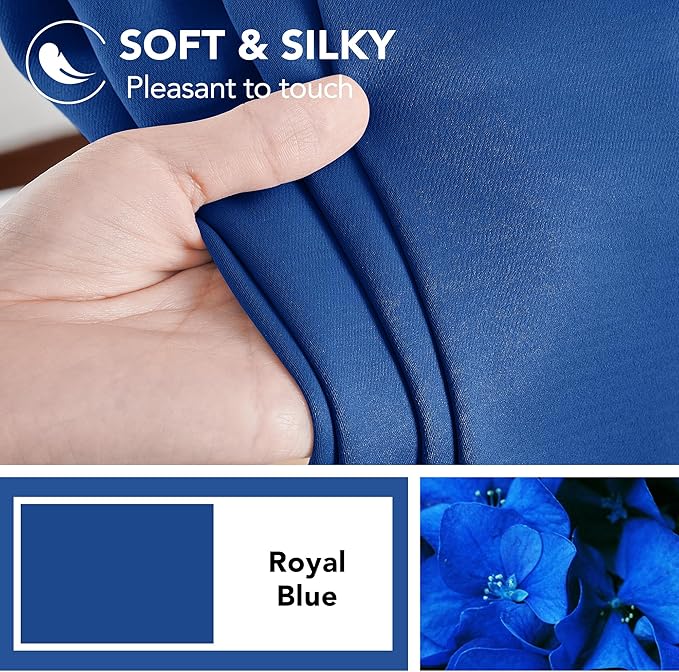 Deconovo Blackout Curtains, Thermal Insulated, W42 x L84 2 Panels, Back Tab, Machine Washable, Room-Darkening Drapes for Bedroom/Living Room Royal Blue