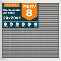 20x20x1 Reusable Air Filter, MERV 8, Permanent Electrostatic Air Filter by Aerzva